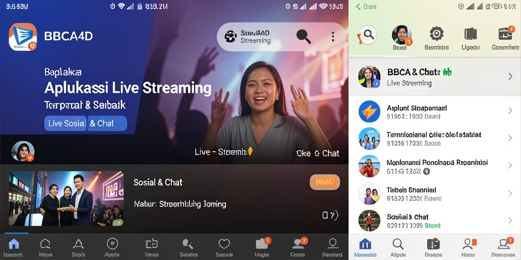 Antarmuka aplikasi Live Streaming BBCA4D yang interaktif dan menarik.