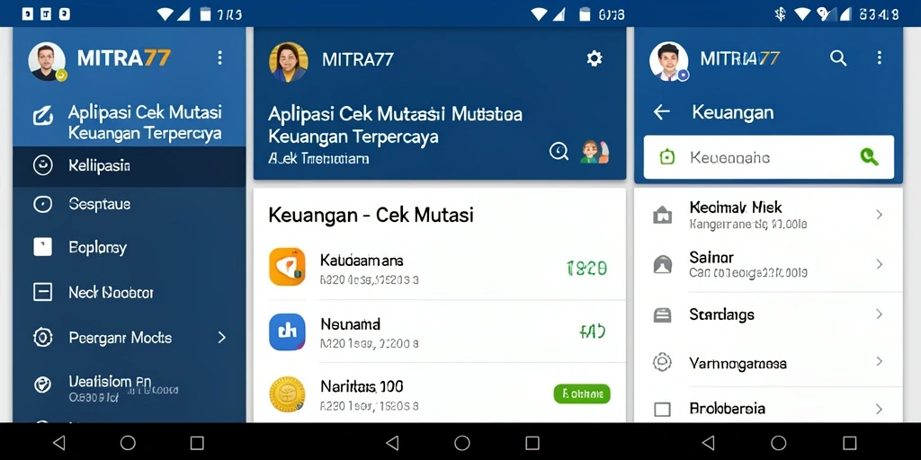 Tampilan antarmuka utama MITRA77 untuk cek mutasi keuangan.