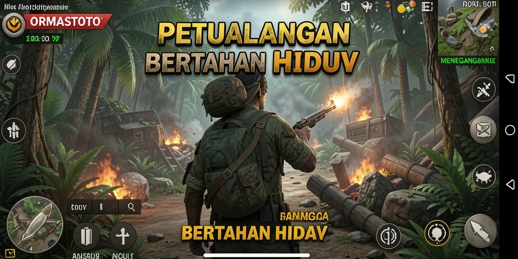 Tampilan antarmuka game Bertahan Hidup yang menantang dan menarik.
