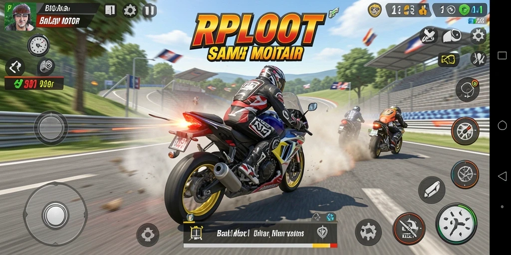 Antarmuka balapan motor yang menarik dan dinamis di RPLOOT.