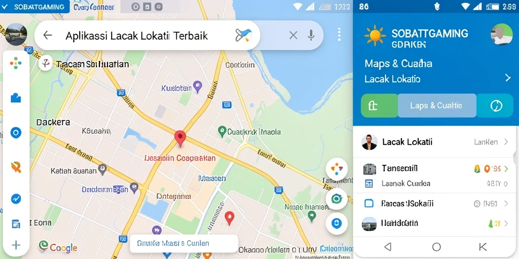 Tampilan antarmuka utama SOBATGAMING dengan fitur Lacak Lokasi.