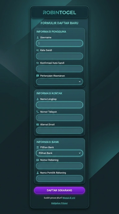 Panduan Registrasi Akun Baru Robintogel